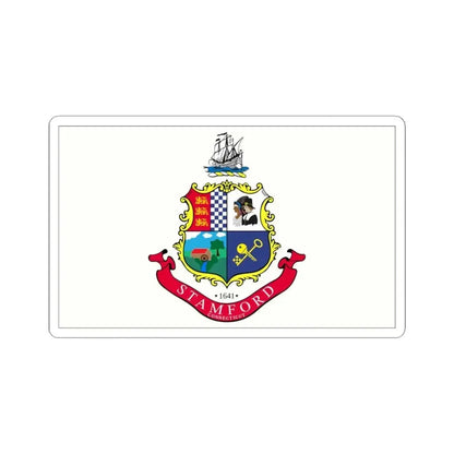 Flag of Stamford, Connecticut - STICKER Vinyl Kiss-Cut Decal 6 Inch White - The Sticker Space
