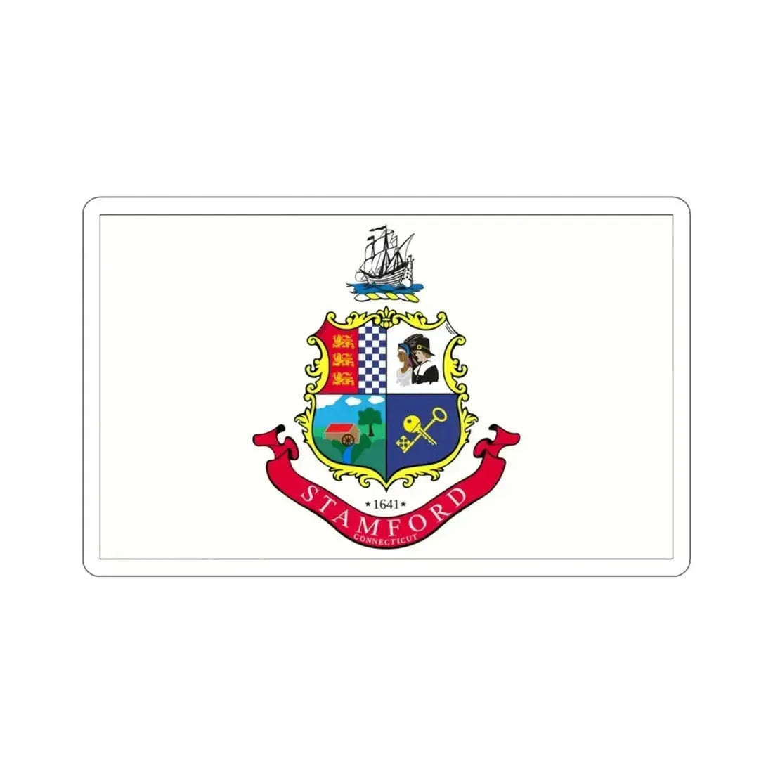 Flag of Stamford Connecticut USA STICKER Vinyl Die-Cut Decal - The Sticker Space