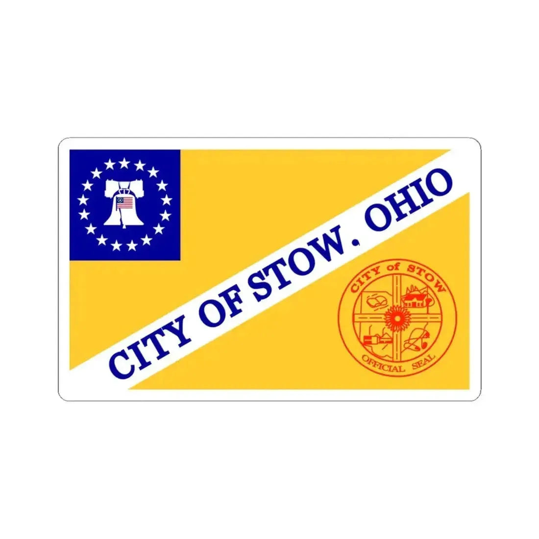 Flag of Stow Ohio (United States) STICKER Vinyl Kiss-Cut Decal 6 Inch White - The Sticker Space