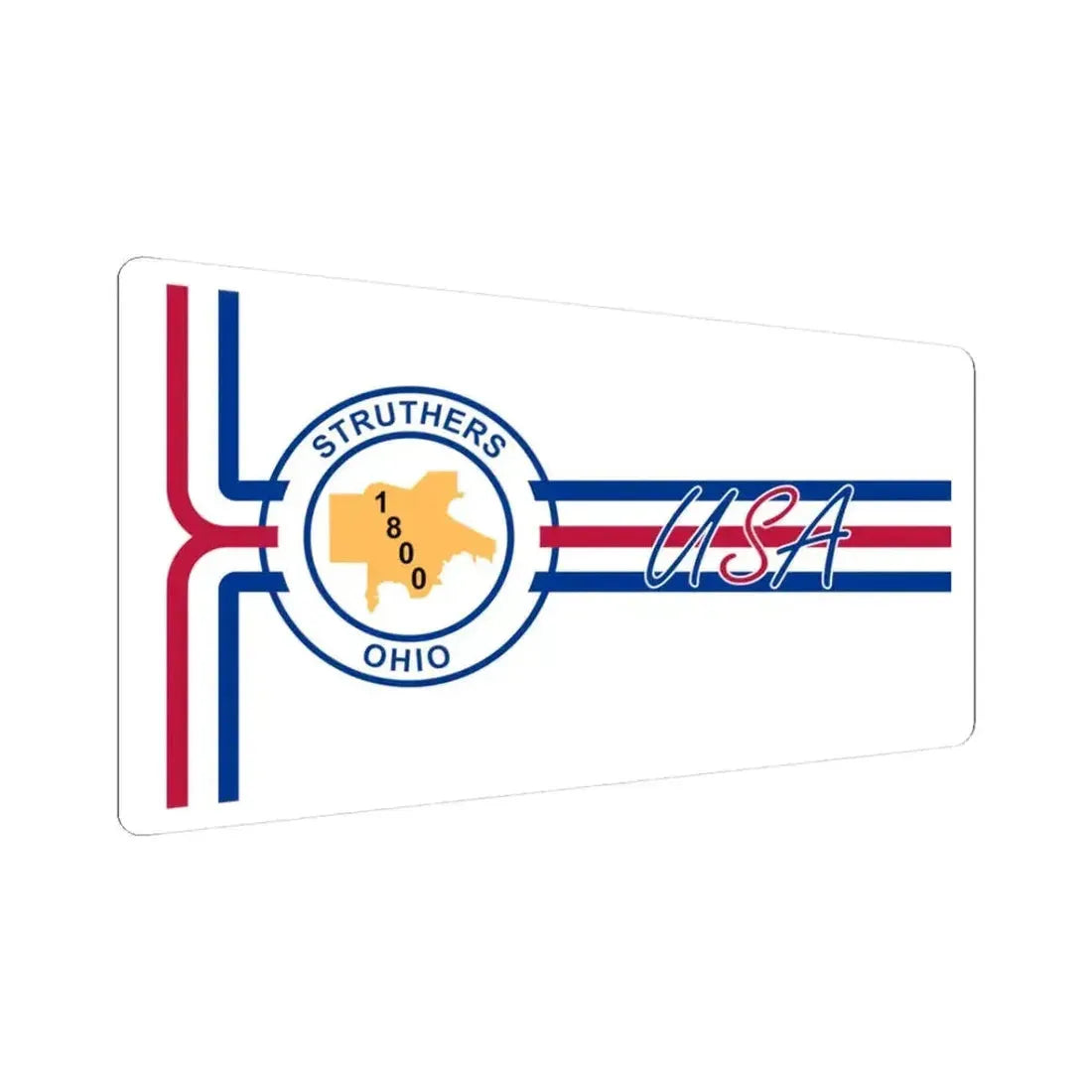 Flag of Struthers Ohio 1994-2019 (United States) STICKER Vinyl Kiss-Cut Decal 3 Inch White - The Sticker Space