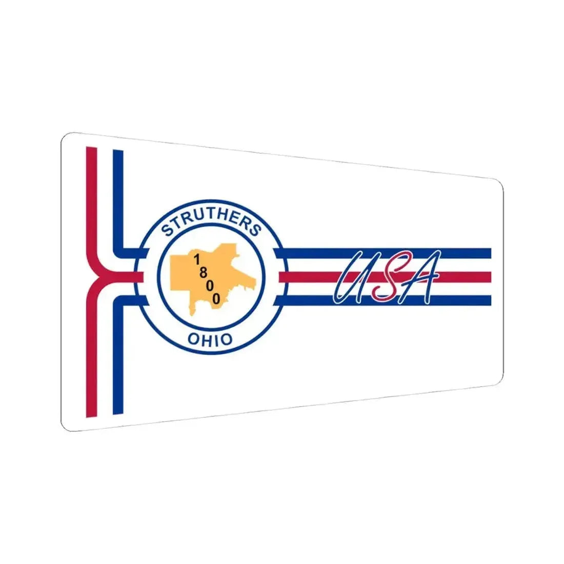 Flag of Struthers Ohio 1994-2019 (United States) STICKER Vinyl Kiss-Cut Decal 4 Inch White - The Sticker Space