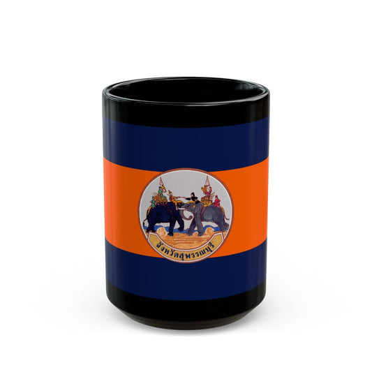 Flag of Suphan Buri Province Thailand - Black Coffee Mug-15oz-The Sticker Space