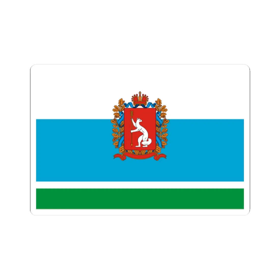 Flag of Sverdlovsk Oblast 1997 Coat of Arms (Russia) STICKER Vinyl Kiss-Cut Decal 2 Inch White - The Sticker Space