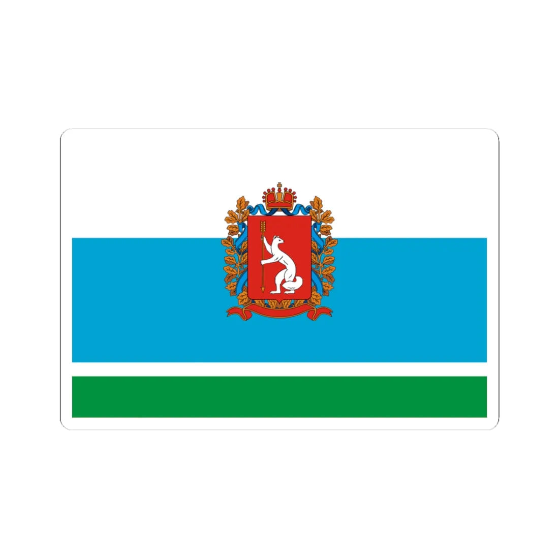 Flag of Sverdlovsk Oblast 1997 Coat of Arms (Russia) STICKER Vinyl Kiss-Cut Decal 3 Inch White - The Sticker Space