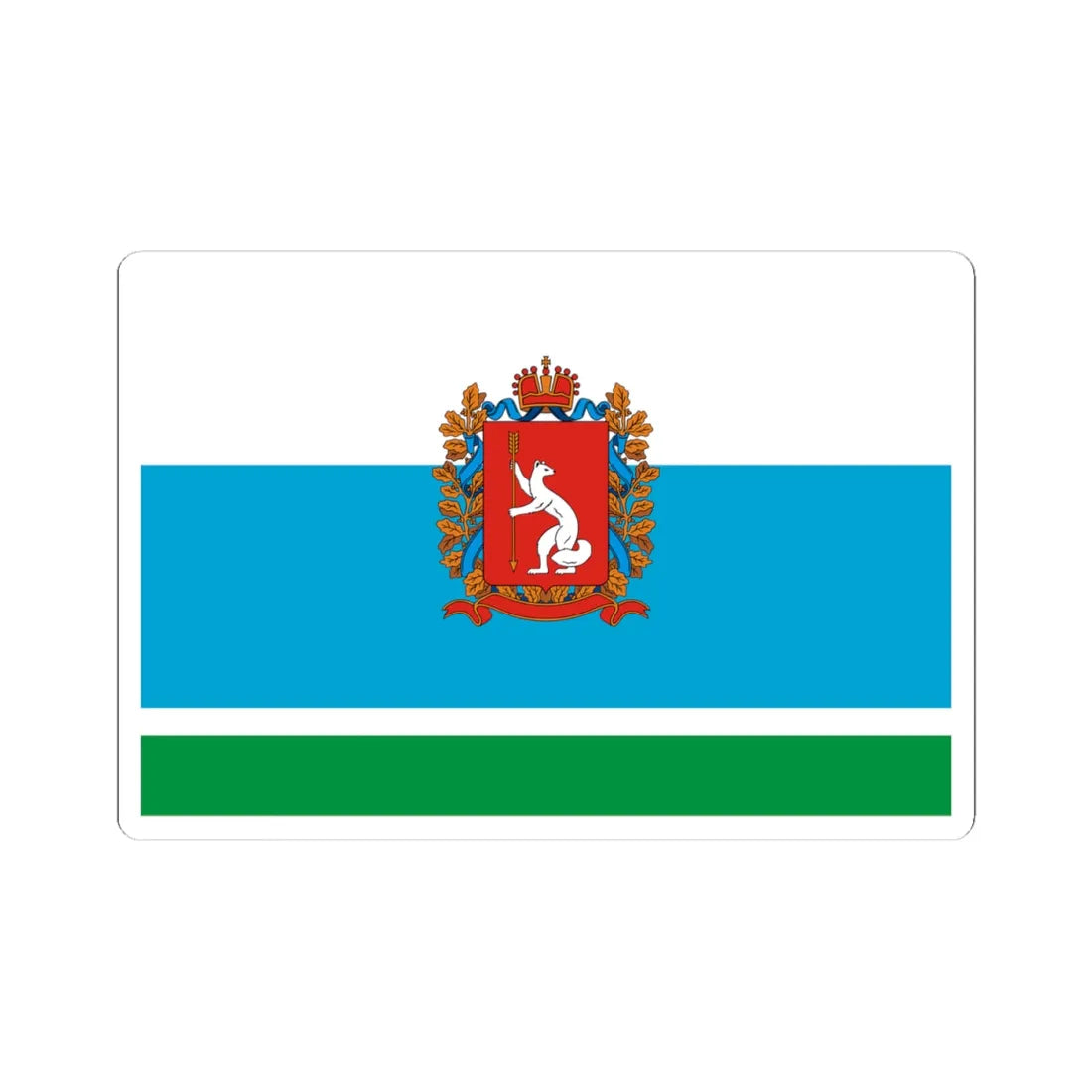 Flag of Sverdlovsk Oblast 1997 Coat of Arms (Russia) STICKER Vinyl Kiss-Cut Decal 4 Inch White - The Sticker Space