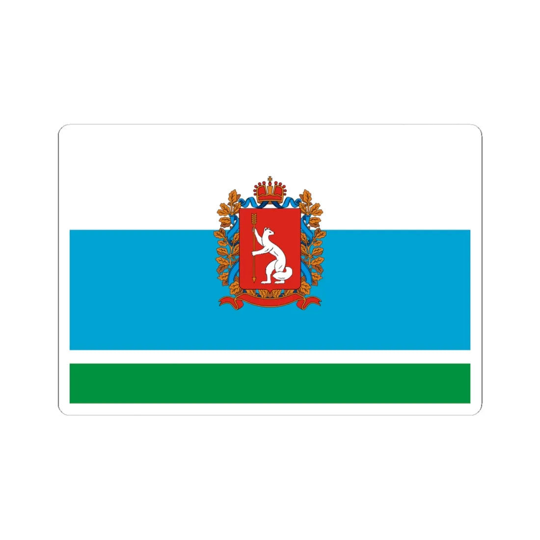 Flag of Sverdlovsk Oblast 1997 Coat of Arms (Russia) STICKER Vinyl Kiss-Cut Decal 6 Inch White - The Sticker Space