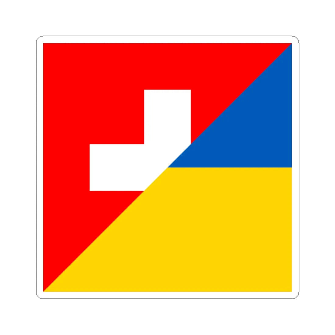 Flag of Switzerland and Ukraine (Switzerland) STICKER Vinyl Kiss-Cut Decal 3 Inch White - The Sticker Space