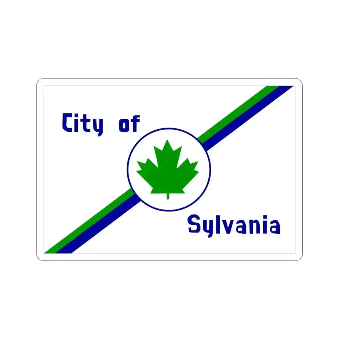 Flag of Sylvania Ohio 1977-2021 (United States) STICKER Vinyl Kiss-Cut Decal 4 Inch White - The Sticker Space