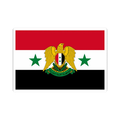 Flag of Syria 1980-2024 with coat of arms (Syria) STICKER Vinyl Kiss-Cut Decal 2 Inch White - The Sticker Space