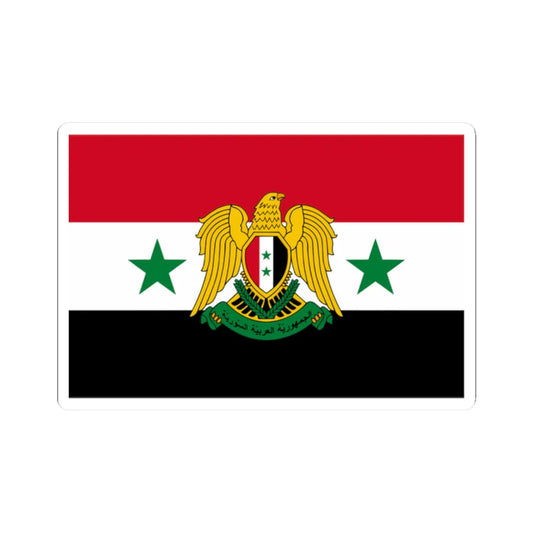 Flag of Syria 1980-2024 with coat of arms (Syria) STICKER Vinyl Kiss-Cut Decal 2 Inch White - The Sticker Space