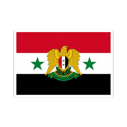 Flag of Syria 1980-2024 with coat of arms (Syria) STICKER Vinyl Kiss-Cut Decal 3 Inch White - The Sticker Space