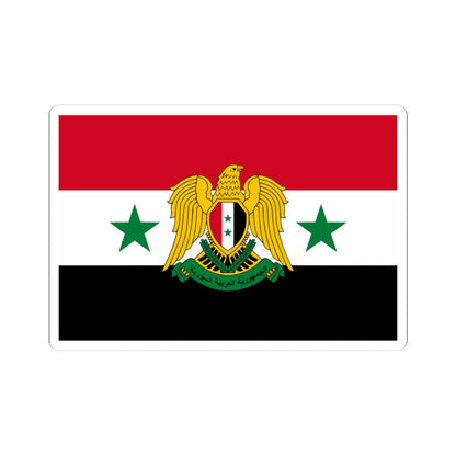 Flag of Syria 1980-2024 with coat of arms (Syria) STICKER Vinyl Kiss-Cut Decal 4 Inch White - The Sticker Space