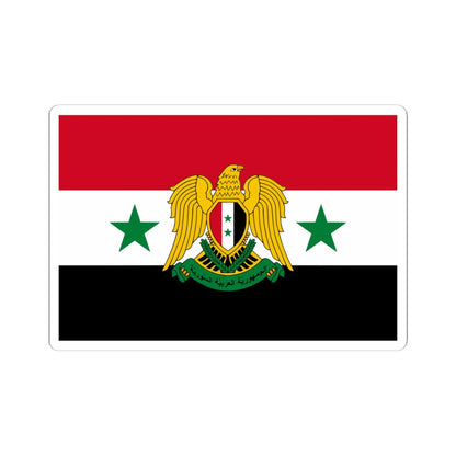 Flag of Syria 1980-2024 with coat of arms (Syria) STICKER Vinyl Kiss-Cut Decal 6 Inch White - The Sticker Space