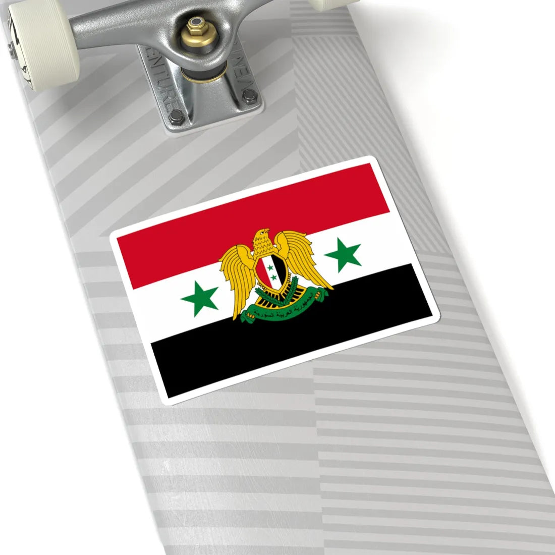 Flag of Syria 1980-2024 with coat of arms (Syria) STICKER Vinyl Kiss-Cut Decal - The Sticker Space