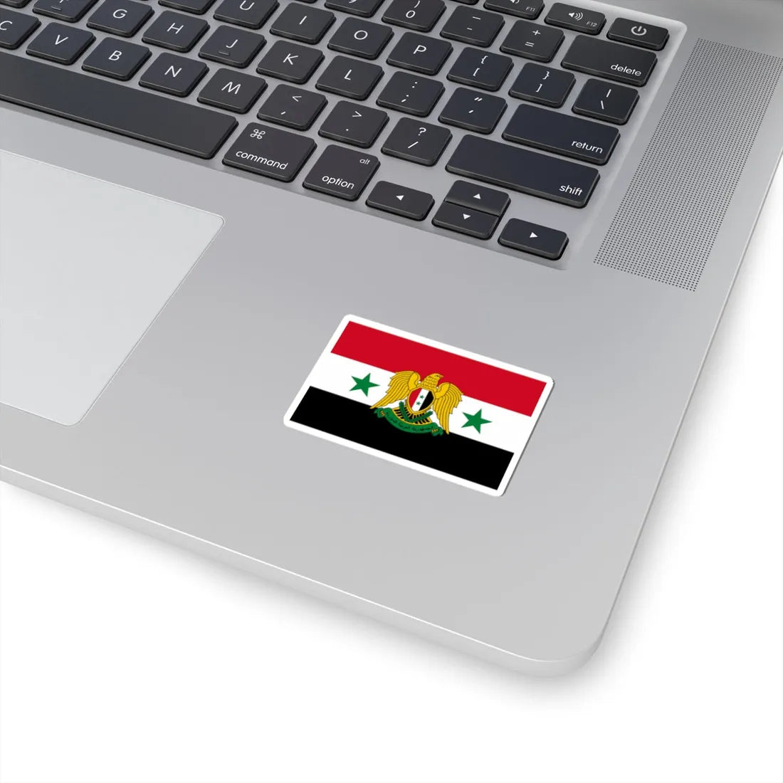 Flag of Syria 1980-2024 with coat of arms (Syria) STICKER Vinyl Kiss-Cut Decal - The Sticker Space