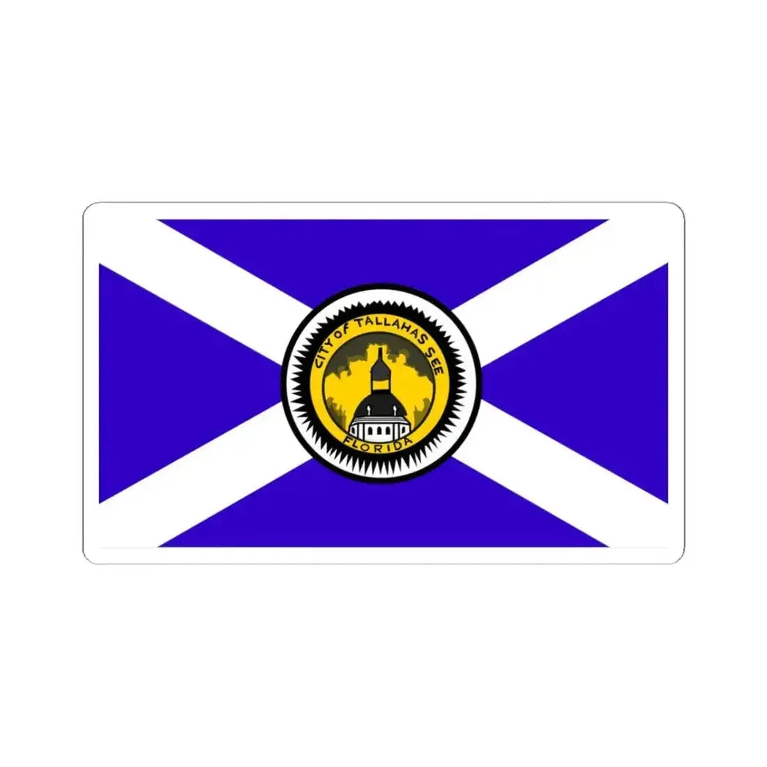 Flag of Tallahassee Florida Waltson Flag used 1955-1986 (United States) STICKER Vinyl Kiss-Cut Decal 3 Inch White - The Sticker Space