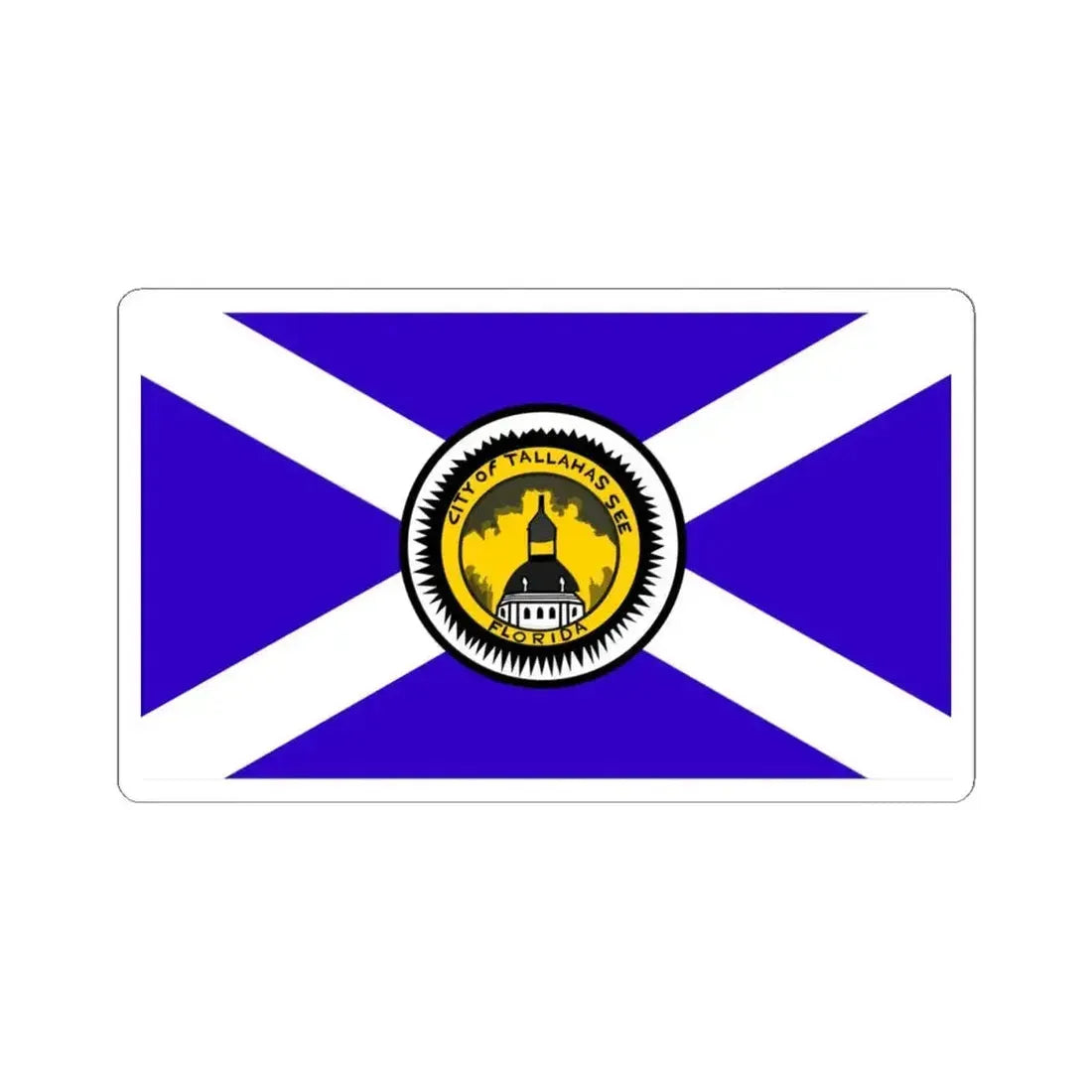 Flag of Tallahassee Florida Waltson Flag used 1955-1986 (United States) STICKER Vinyl Kiss-Cut Decal 4 Inch White - The Sticker Space