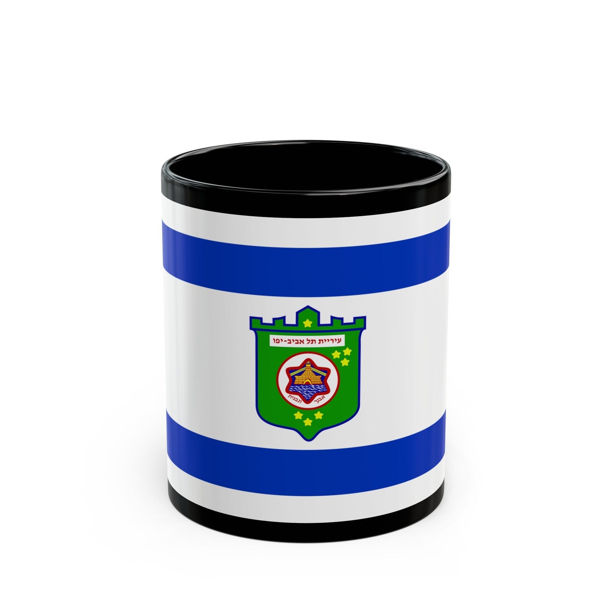 Flag of Tel Aviv Israel - Black Coffee Mug-11oz-The Sticker Space