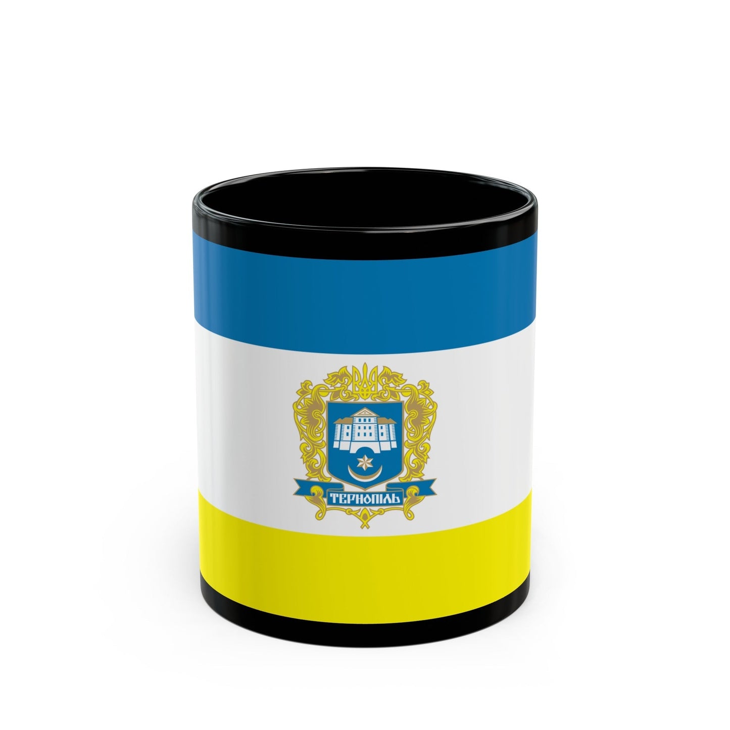 Flag of Ternopil Ukraine - Black Coffee Mug-11oz-The Sticker Space