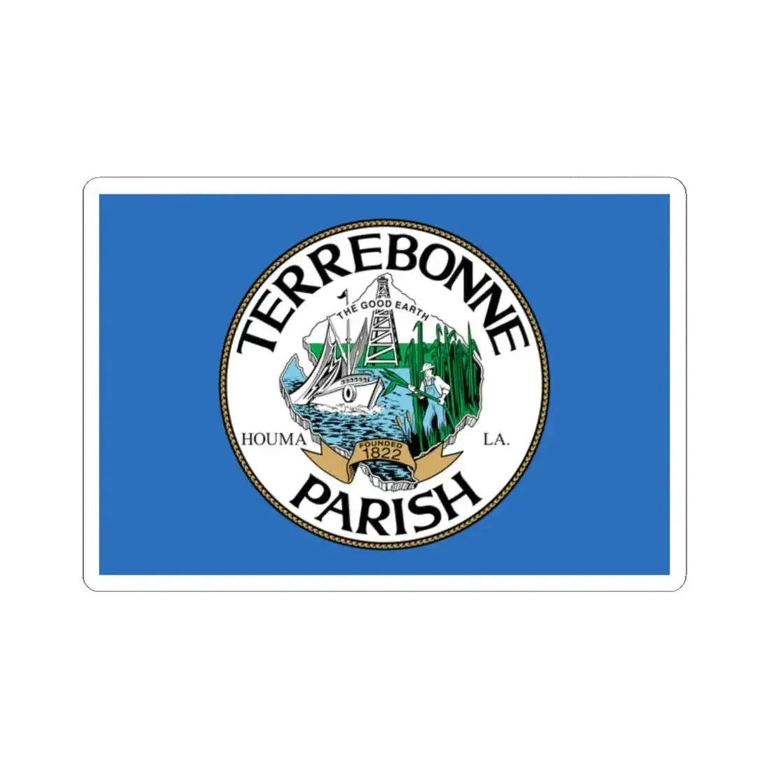 Flag of Terrebonne Parish Louisiana (United States) STICKER Vinyl Kiss-Cut Decal 2 Inch White - The Sticker Space