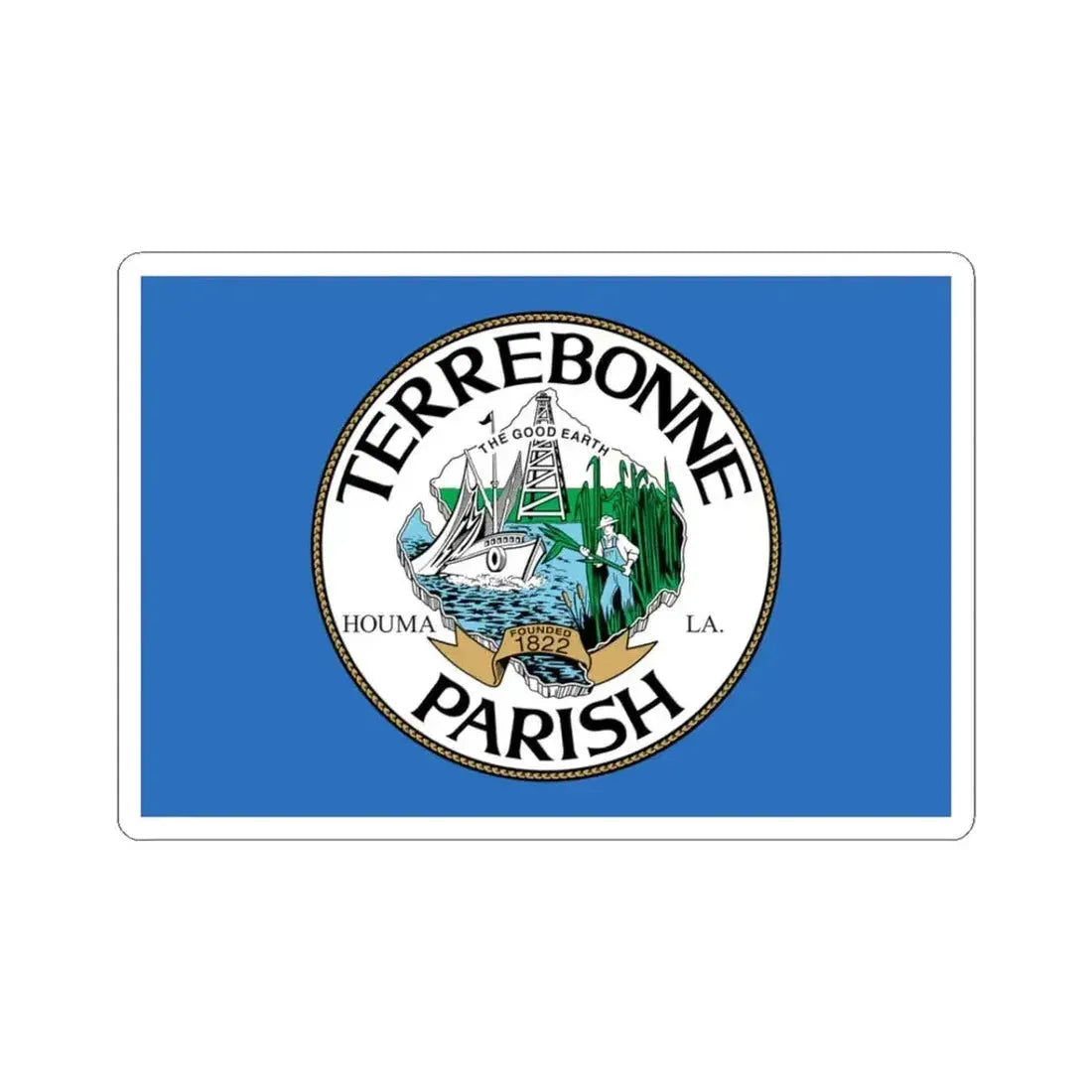 Flag of Terrebonne Parish Louisiana (United States) STICKER Vinyl Kiss-Cut Decal 3 Inch White - The Sticker Space