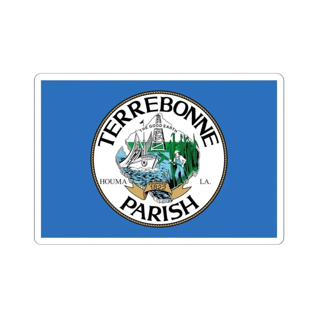 Flag of Terrebonne Parish Louisiana (United States) STICKER Vinyl Kiss-Cut Decal 6 Inch White - The Sticker Space