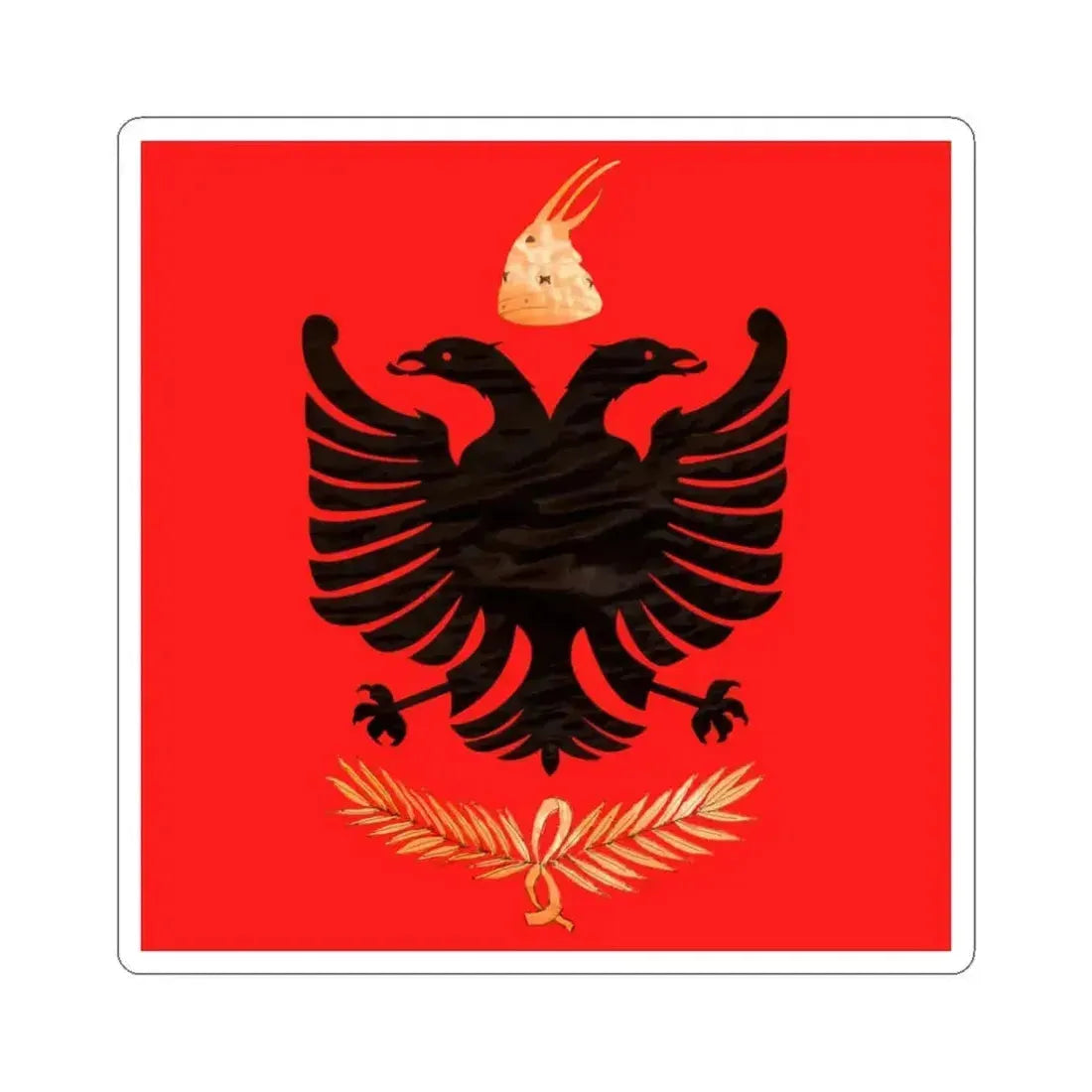 Flag of the Albanian Kingdom 1928-1939 (Albania) STICKER Vinyl Kiss-Cut Decal 3 Inch White - The Sticker Space