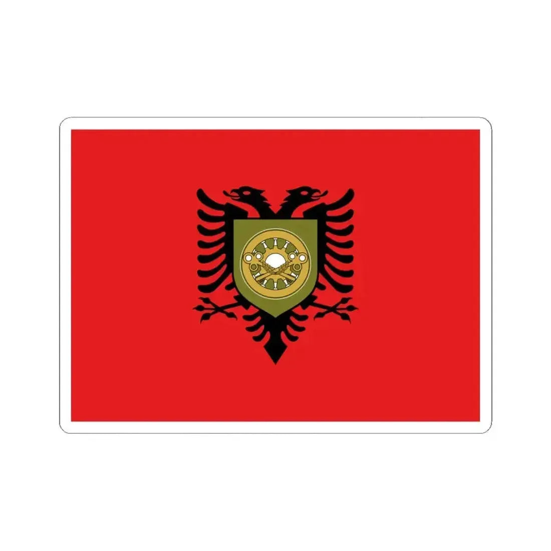 Flag of the Albanian Logistics Brigade (Albania) STICKER Vinyl Kiss-Cut Decal 4 Inch White - The Sticker Space