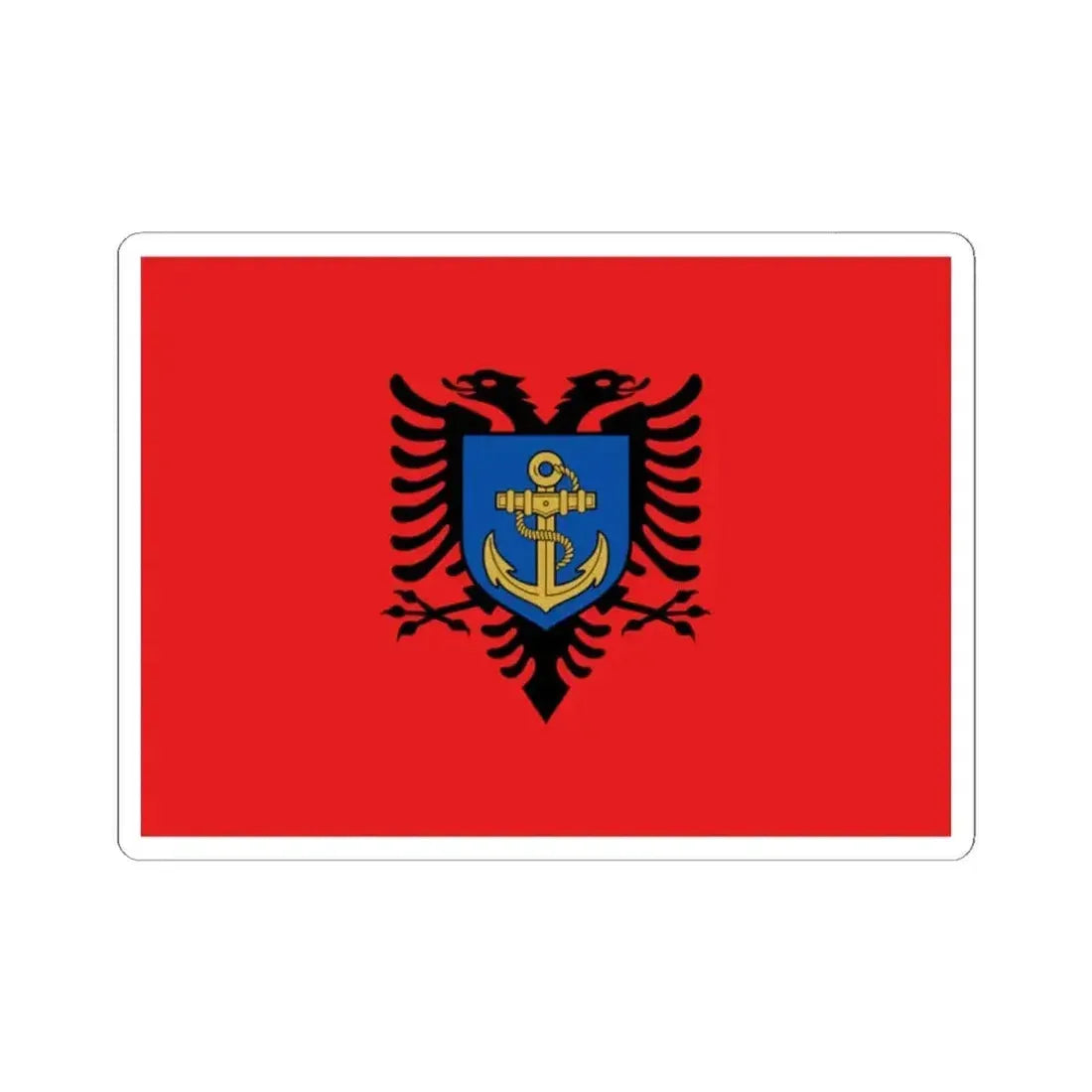 Flag of the Albanian Naval Forces (Albania) STICKER Vinyl Kiss-Cut Decal 2 Inch White - The Sticker Space