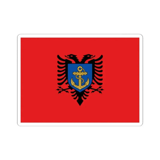 Flag of the Albanian Naval Forces (Albania) STICKER Vinyl Kiss-Cut Decal 2 Inch White - The Sticker Space