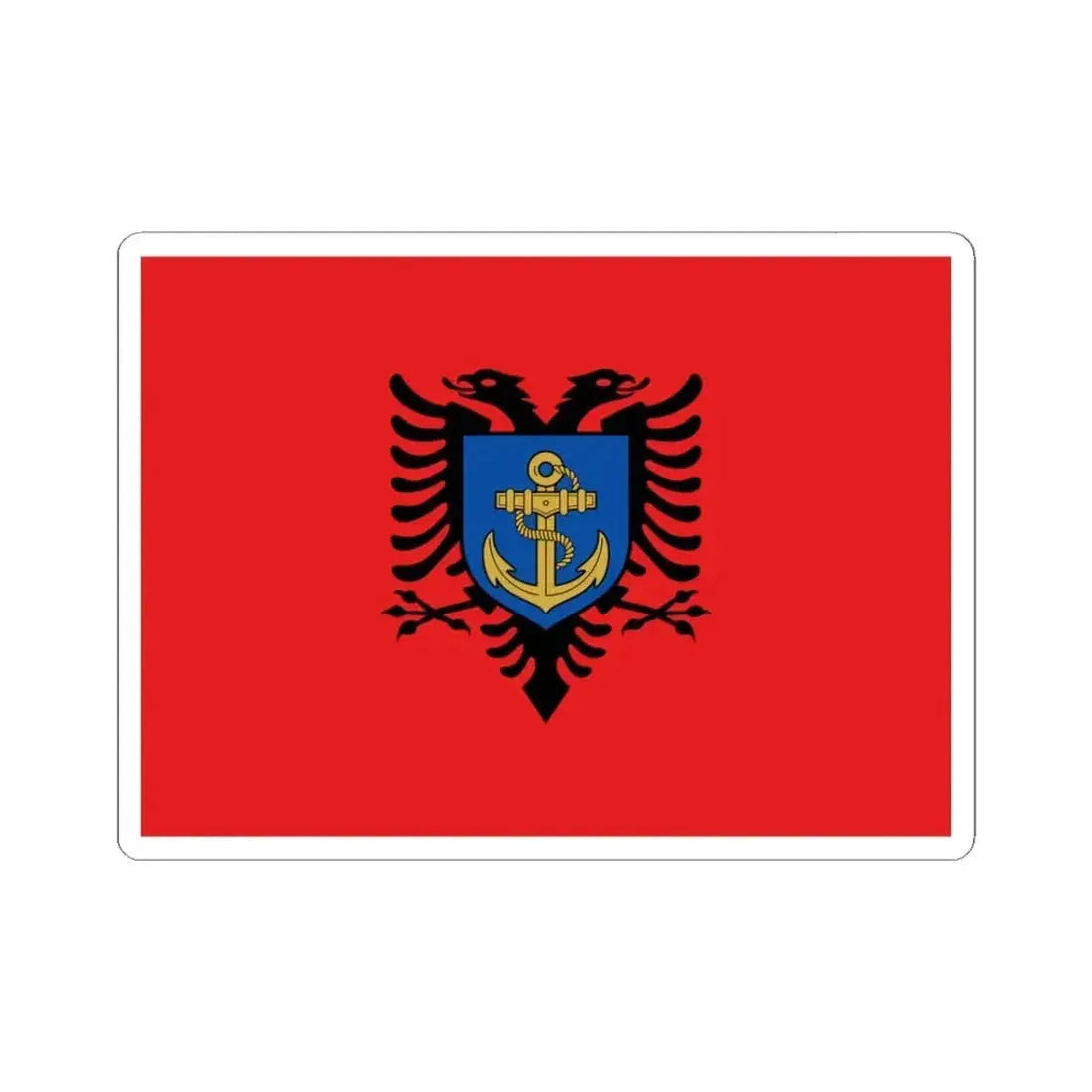 Flag of the Albanian Naval Forces (Albania) STICKER Vinyl Kiss-Cut Decal 3 Inch White - The Sticker Space