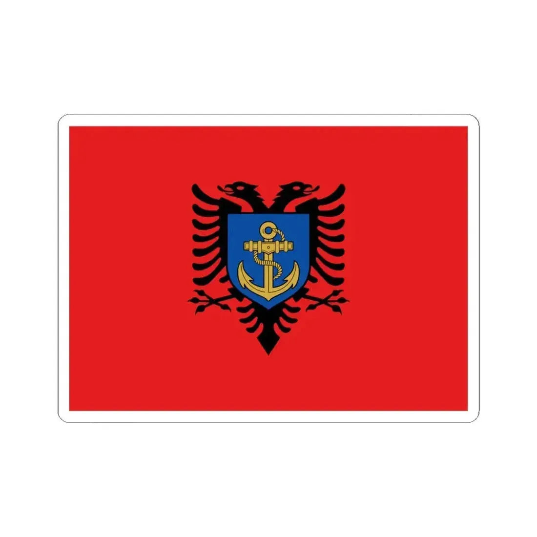 Flag of the Albanian Naval Forces (Albania) STICKER Vinyl Kiss-Cut Decal 4 Inch White - The Sticker Space