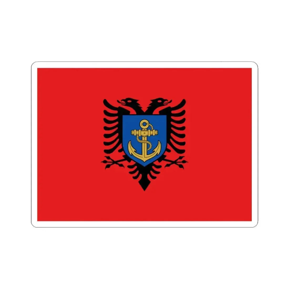 Flag of the Albanian Naval Forces (Albania) STICKER Vinyl Kiss-Cut Decal 6 Inch White - The Sticker Space
