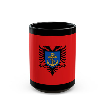 Flag of the Albanian Naval Forces - Black Coffee Mug-15oz-The Sticker Space