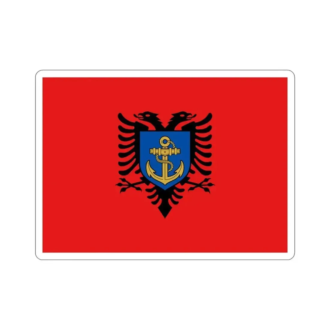 Flag of the Albanian Naval Forces STICKER Vinyl Die-Cut Decal 4 Inch - The Sticker Space