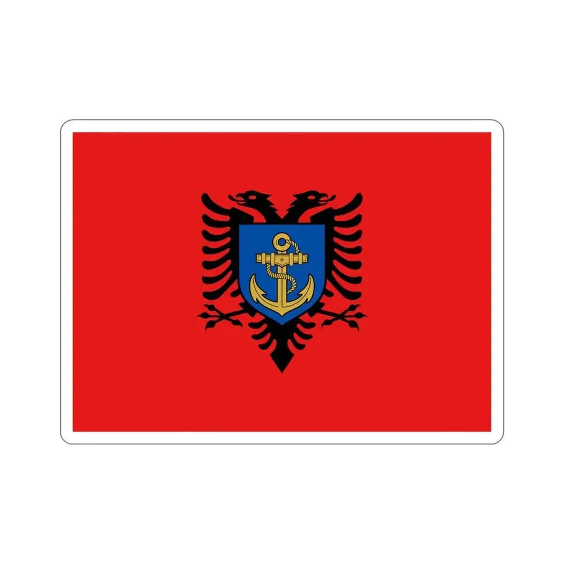 Flag of the Albanian Naval Forces STICKER Vinyl Die-Cut Decal 4 Inch - The Sticker Space