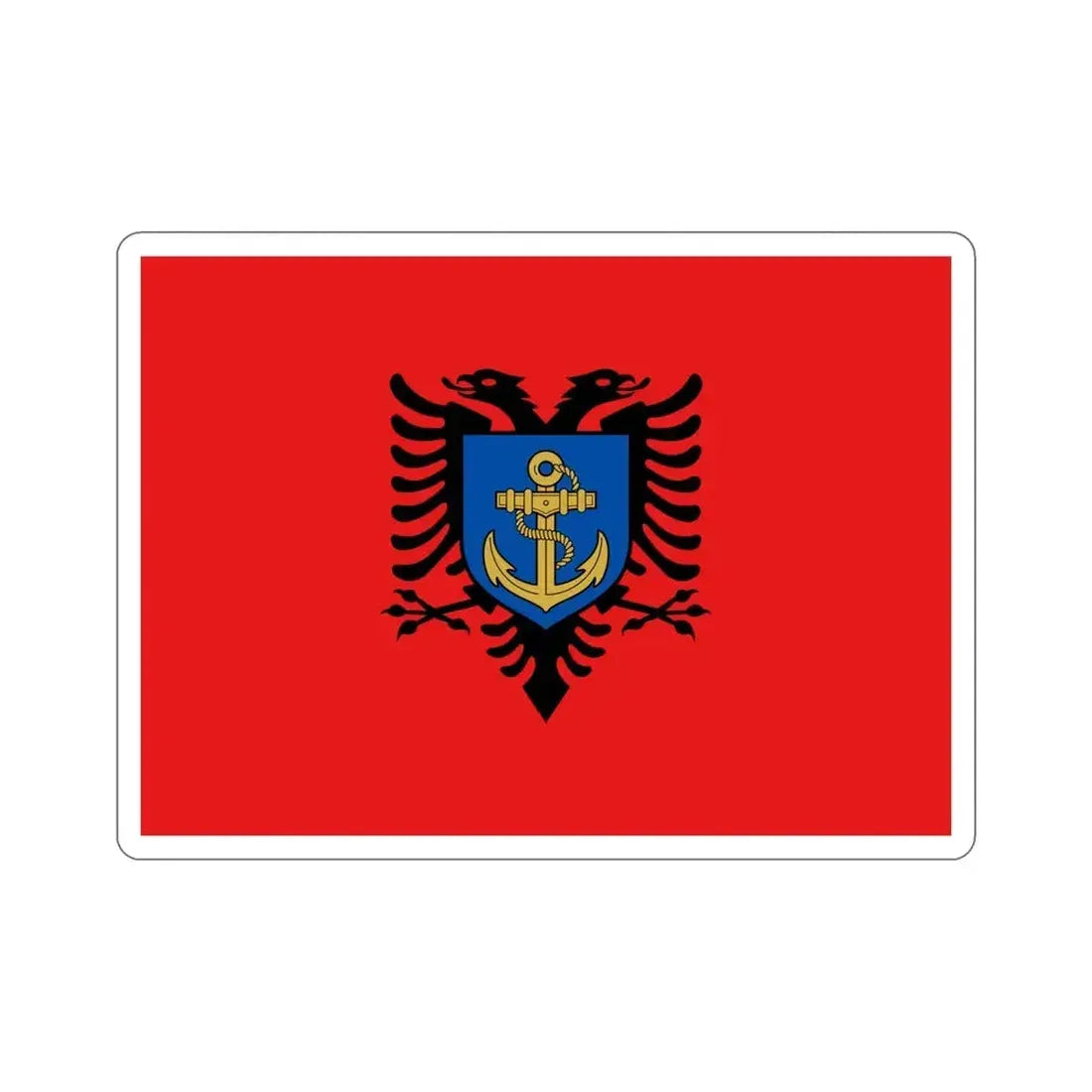 Flag of the Albanian Naval Forces STICKER Vinyl Die-Cut Decal 6 Inch - The Sticker Space
