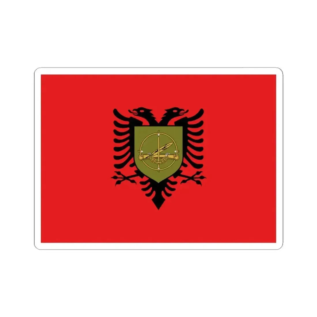 Flag of the Albanian Training and Doctrine Command (Albania) STICKER Vinyl Kiss-Cut Decal 3 Inch White - The Sticker Space