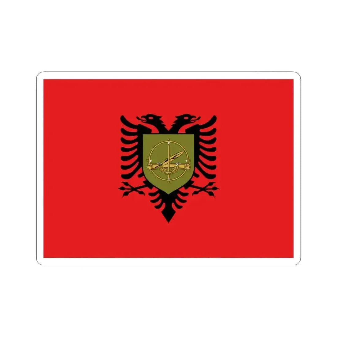 Flag of the Albanian Training and Doctrine Command (Albania) STICKER Vinyl Kiss-Cut Decal 4 Inch White - The Sticker Space