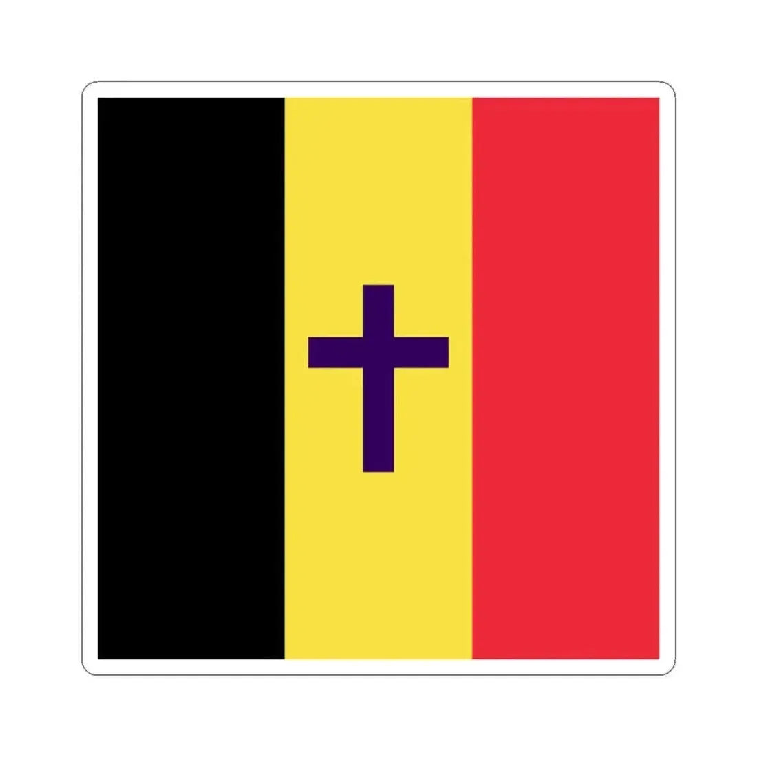 Flag of the Armed Forces Bishop of Belgium (Belgium) STICKER Vinyl Kiss-Cut Decal 4 Inch White - The Sticker Space