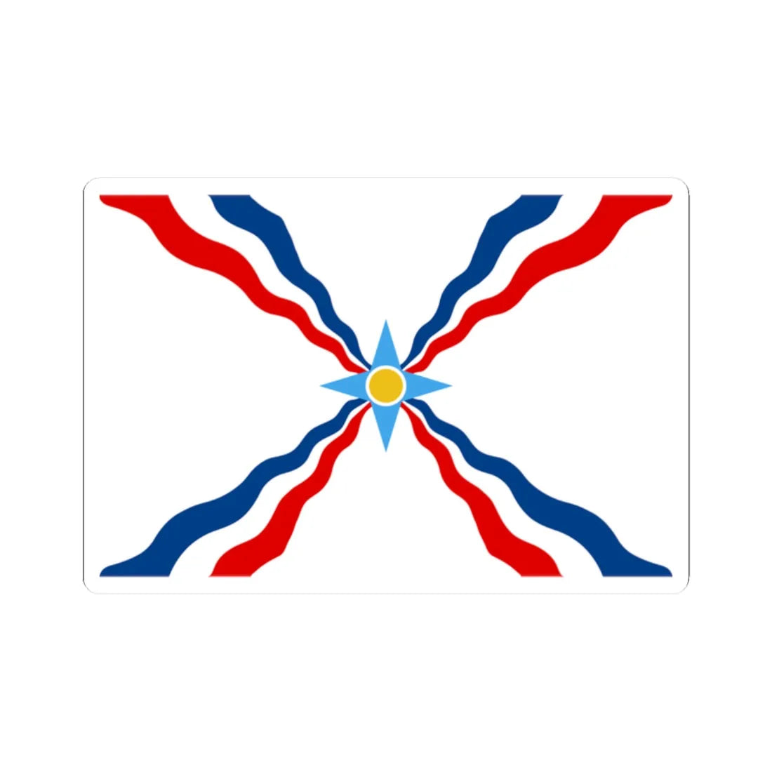 Flag of the Assyrians no Assur (Iraq) STICKER Vinyl Kiss-Cut Decal 2 Inch White - The Sticker Space