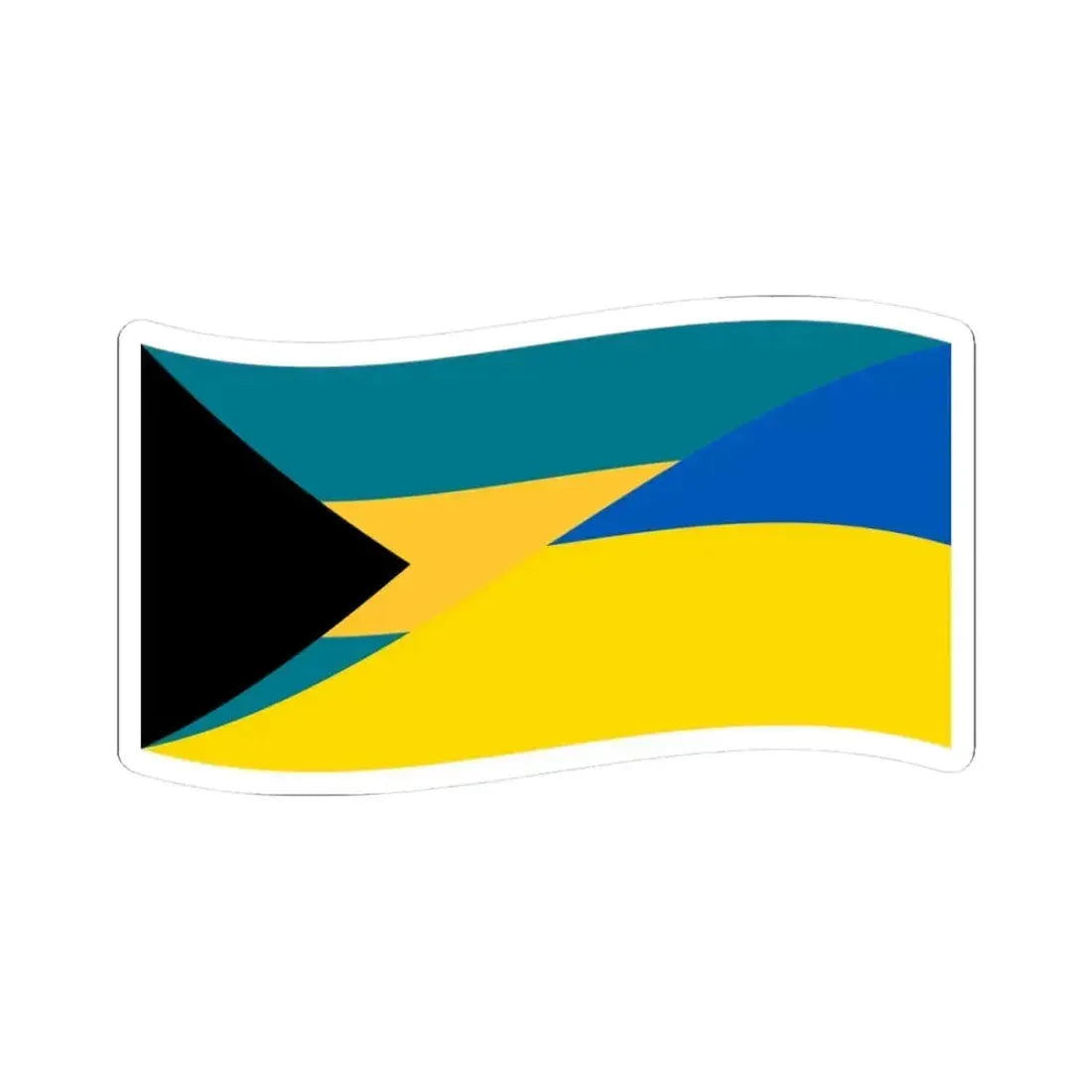 Flag of the Bahamas and Ukraine with waves (Bahamas) STICKER Vinyl Kiss-Cut Decal 3 Inch White - The Sticker Space