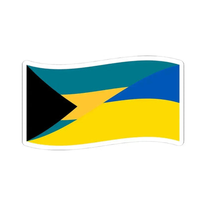 Flag of the Bahamas and Ukraine with waves (Bahamas) STICKER Vinyl Kiss-Cut Decal 4 Inch White - The Sticker Space