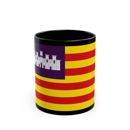 Flag of the Balearic Islands Spain - Black Coffee Mug-11oz-The Sticker Space