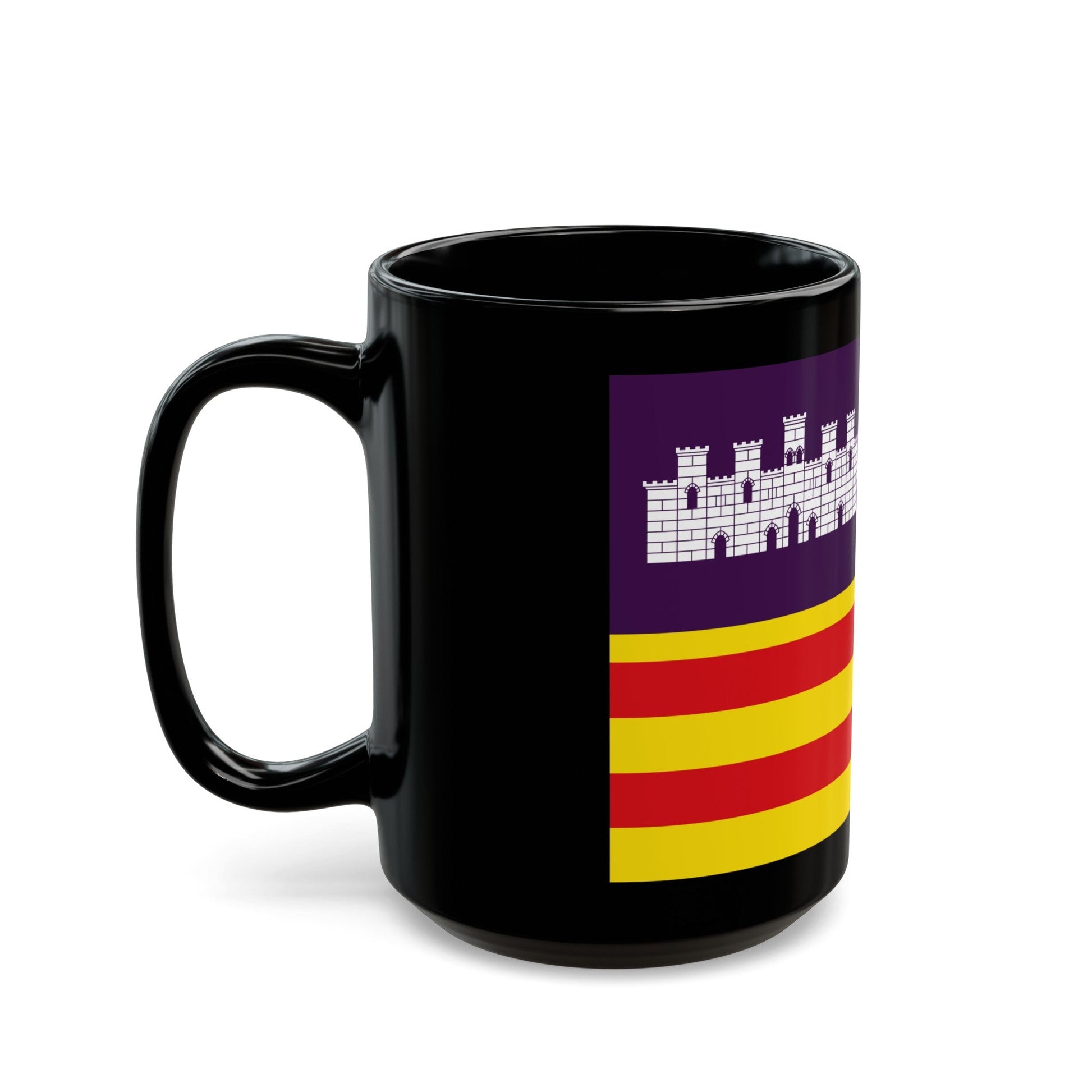 Flag of the Balearic Islands Spain - Black Coffee Mug-The Sticker Space