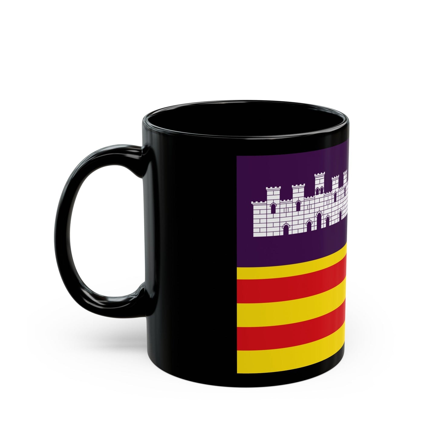 Flag of the Balearic Islands Spain - Black Coffee Mug-The Sticker Space