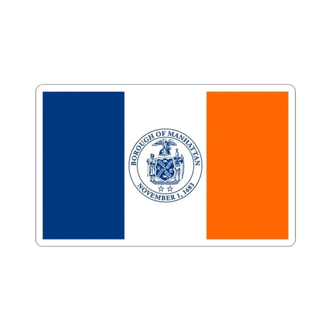 Flag of the Borough of Manhattan (United States) STICKER Vinyl Kiss-Cut Decal 3 Inch White - The Sticker Space