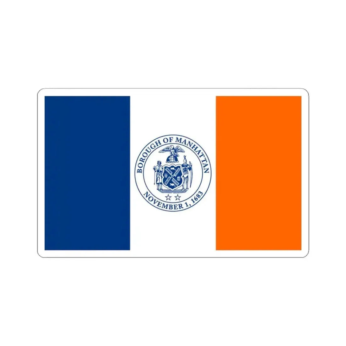 Flag of the Borough of Manhattan (United States) STICKER Vinyl Kiss-Cut Decal 4 Inch White - The Sticker Space