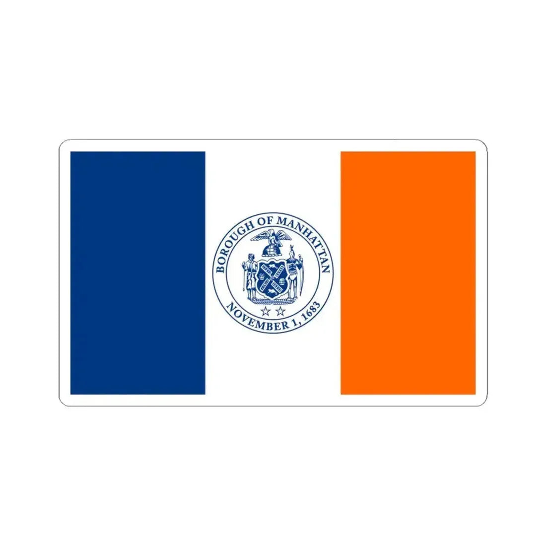 Flag of the Borough of Manhattan (United States) STICKER Vinyl Kiss-Cut Decal 6 Inch White - The Sticker Space