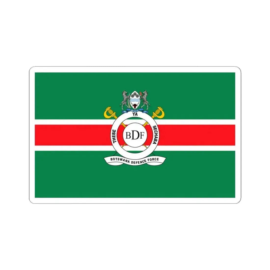 Flag of the Botswana Defence Force (Botswana) STICKER Vinyl Kiss-Cut Decal 4 Inch White - The Sticker Space